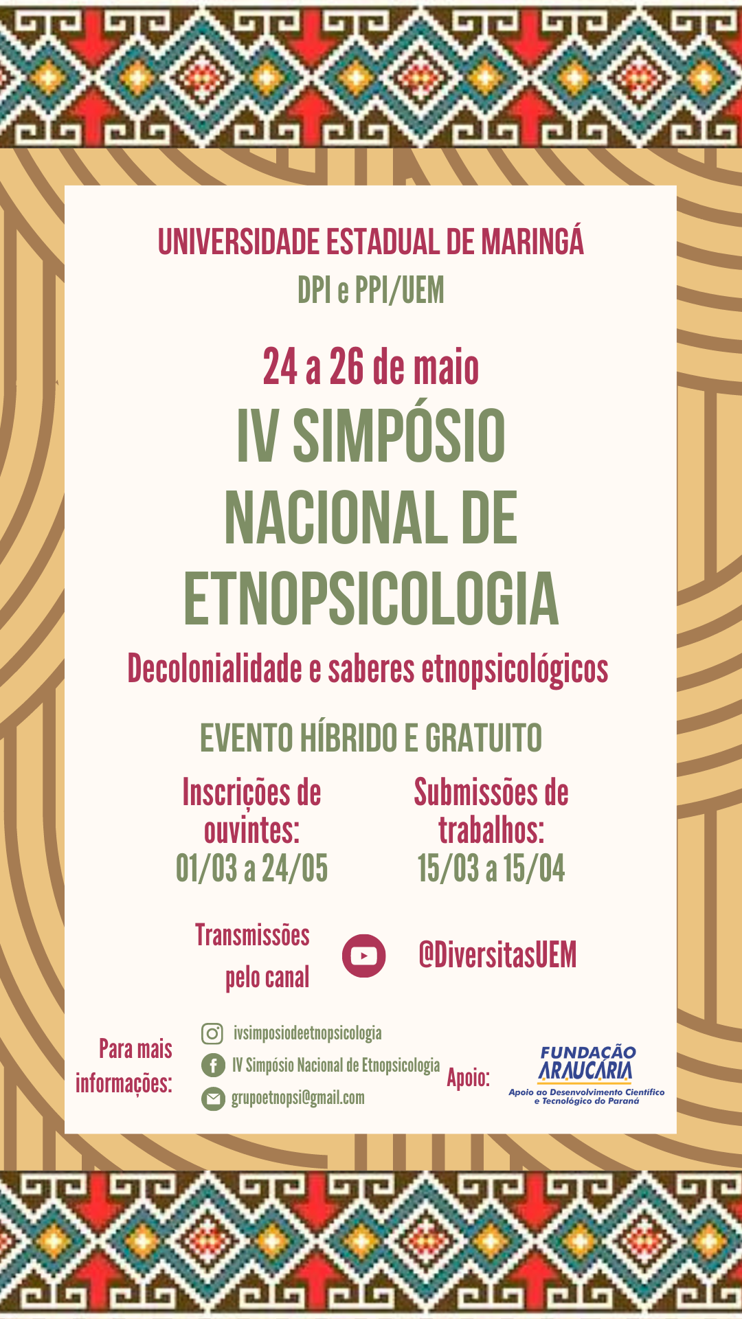 IV SIMPÓSIO NACIONAL DE ETNOPSICOLOGIA